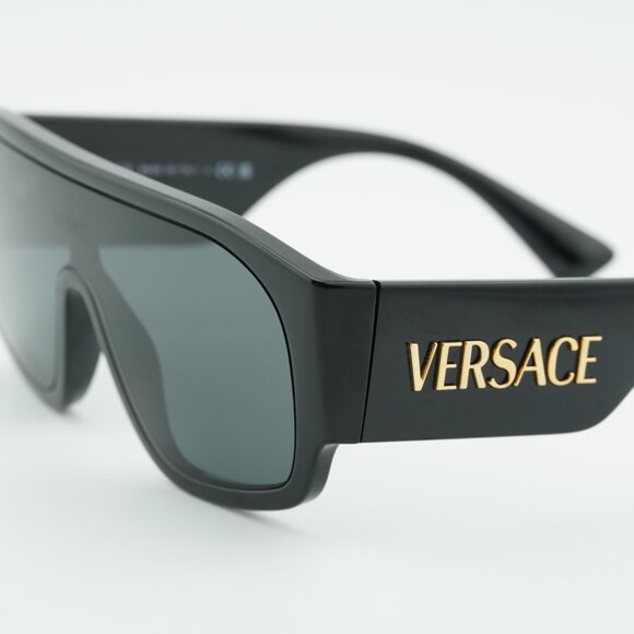 Versace VE4439 GB1/87 Sunglasses Black Shield Frame, Dark Grey Lenses main image 10